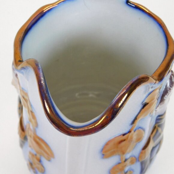 Antique Flow Blue Ceramic Copper Luster Commemorative Jug Cambell Havelock FLAW - Picture 9 of 14
